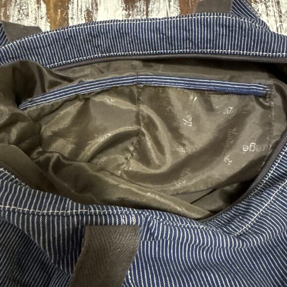 Thirty-One Casual Cargo Tote Blue Striped Handle Shoulder Bag - Picture 8 of 10